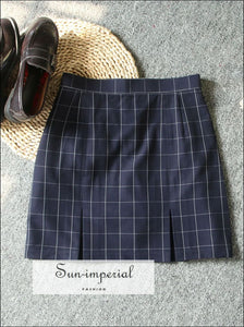 Women’s High-rise Waist Plaid Mini Bodycon Skirt Sun-Imperial United States