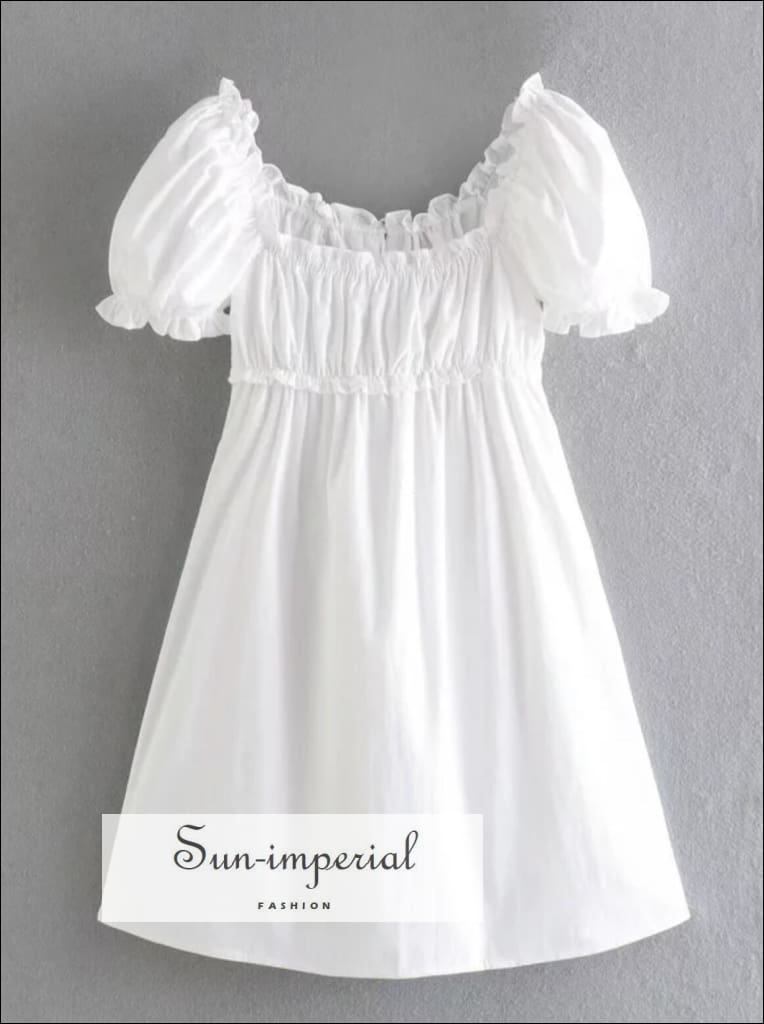 ruched bodice puff sleeve mini dress Sun-imperial