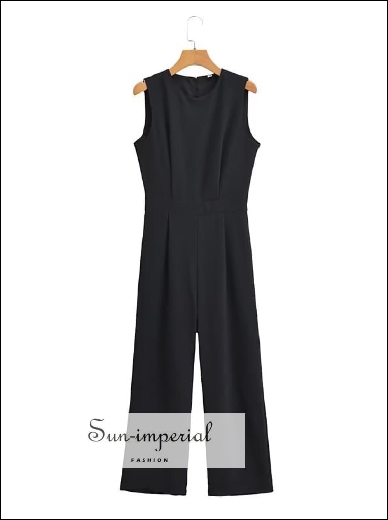 Sleeveless Wide-Leg Jumpsuit with Open Back