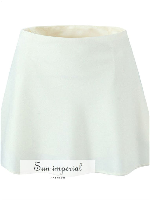 Women’s Beige Low Waist Satin A-line Mini Skirt A-Line Sun-Imperial United States