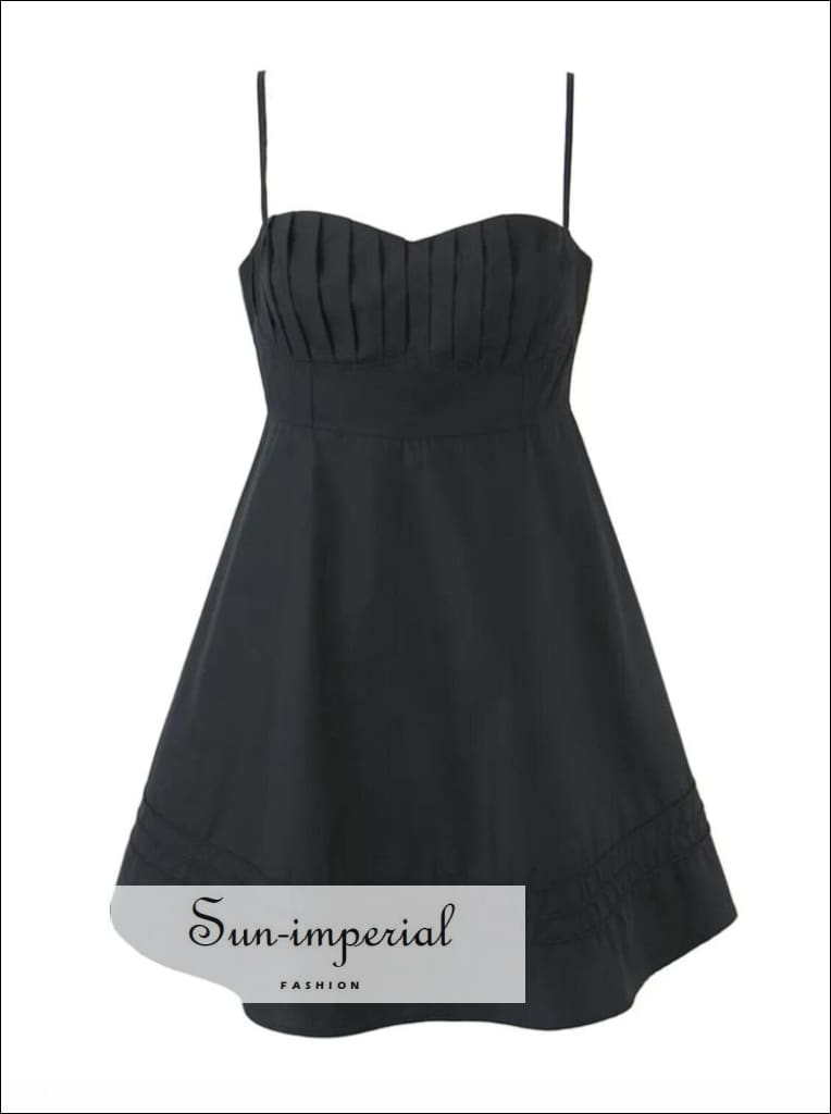 Sun-imperial - women's a-line black ruched bodice cami strap mini dress Sun-Imperial Sun-imperial - women's a-line black ruched bodice cami strap mini dress Sun-Imperial
