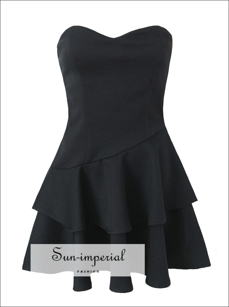 Sun-imperial - women's tube strapless a-line layered mini dress with ruffle detail Sun-Imperial Sun-imperial - women's tube strapless a-line layered mini dress with ruffle detail Sun-Imperial