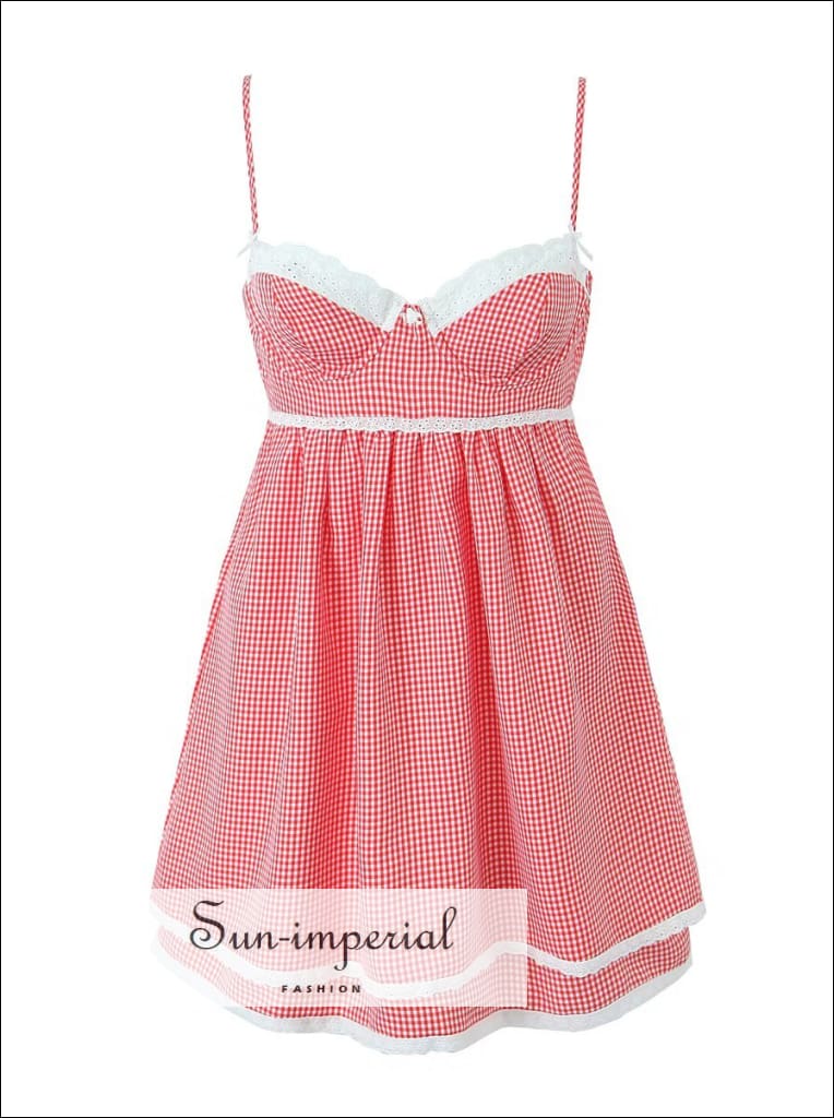 open lace back dress Red Corset Gingham Dress – Wear Pistachio