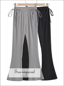 Women’s Flare Pants With Drawstring Waist Detail Sun-Imperial United States