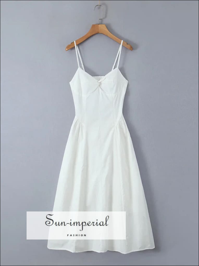 Sun-imperial - women's White deep v bustier a-line midi dress White / S