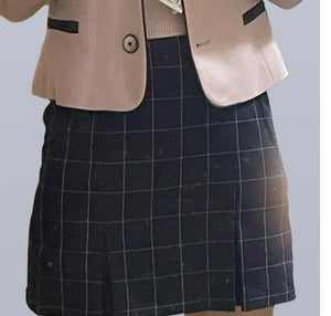 Women's High-rise Waist Plaid Mini Bodycon Skirt