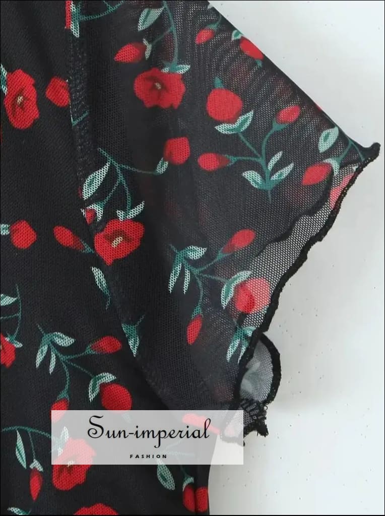 Red Rose Flower Print Women's Robe main image 1