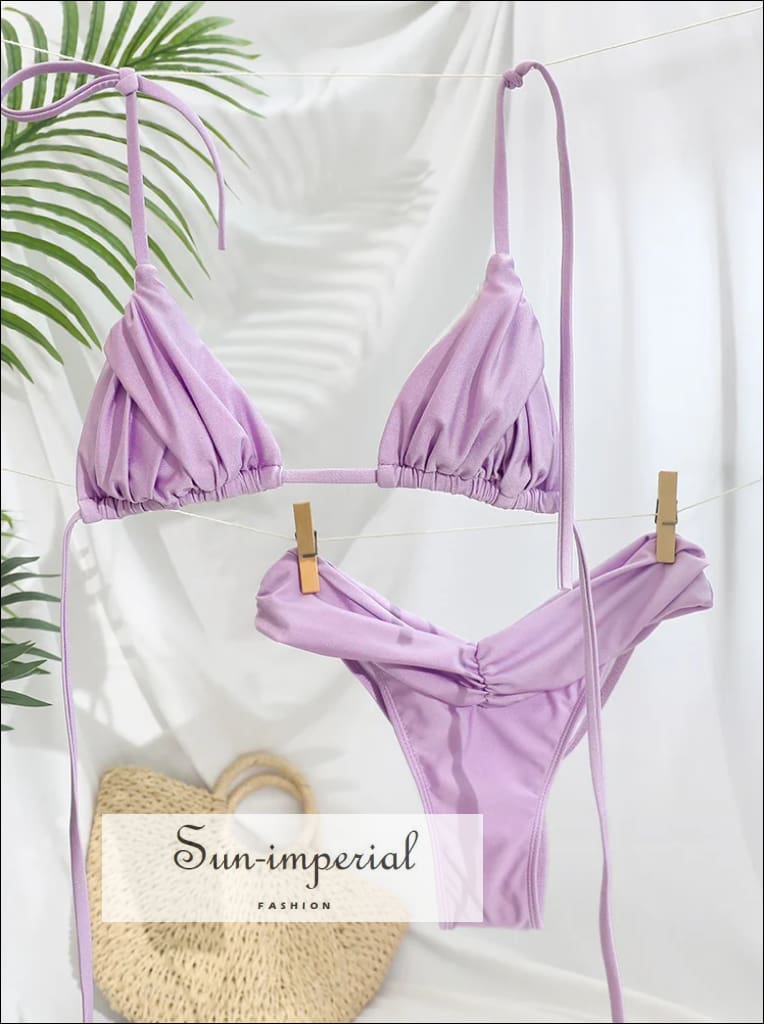 Pleated Brazilian Folds Bikini Set | Sexy Micro Bikinis 2024 Women Swimsuit