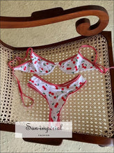White Underwire Bikini with Playful Cherry Print and Bold Red Frame Sun-Imperial United States