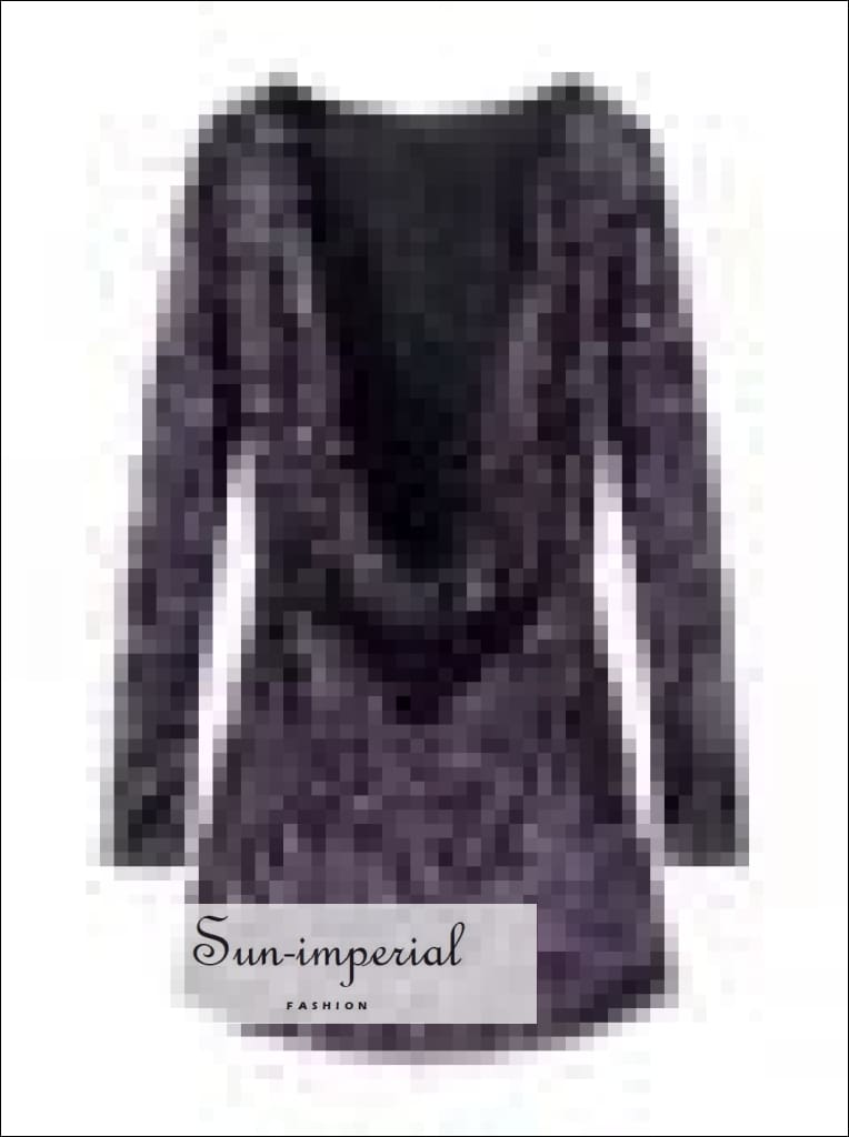 Sun-imperial - womens PURPLE sequin long sleeve backless mini dress PURPLE / XS Sun-imperial - womens PURPLE sequin long sleeve backless mini dress PURPLE / XS