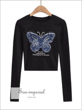 Women’s Long Sleeve Butterfly Print Top Sun-Imperial United States