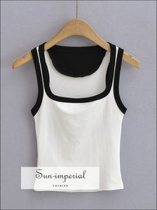 Women’s Contrast Cropped Tank Top With Cut Out Back Sun-Imperial United States