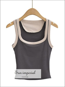 Women’s Contrast Cropped Tank Top With Cut Out Back Sun-Imperial United States