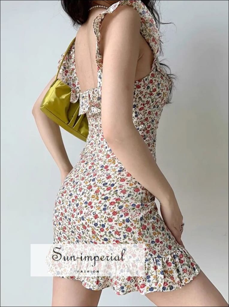 floral square neck mini dress Sun-imperial