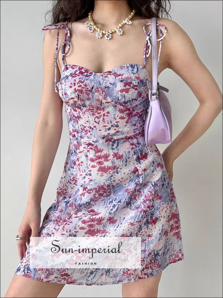 floral tie shoulder mini dress Sun-imperial