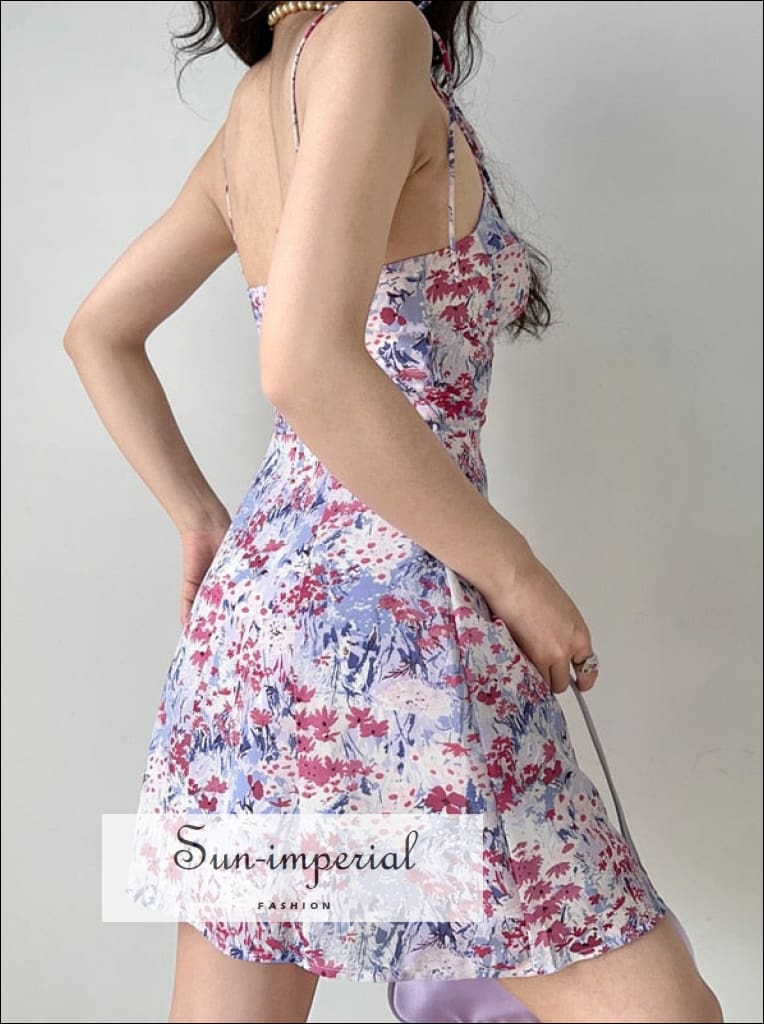floral tie shoulder mini dress Sun-imperial