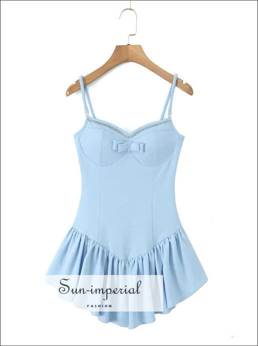 Women’s A-line Plated Spliced Mini Dress With Center Bow And Zircon Detail A-Line Sun-Imperial United States