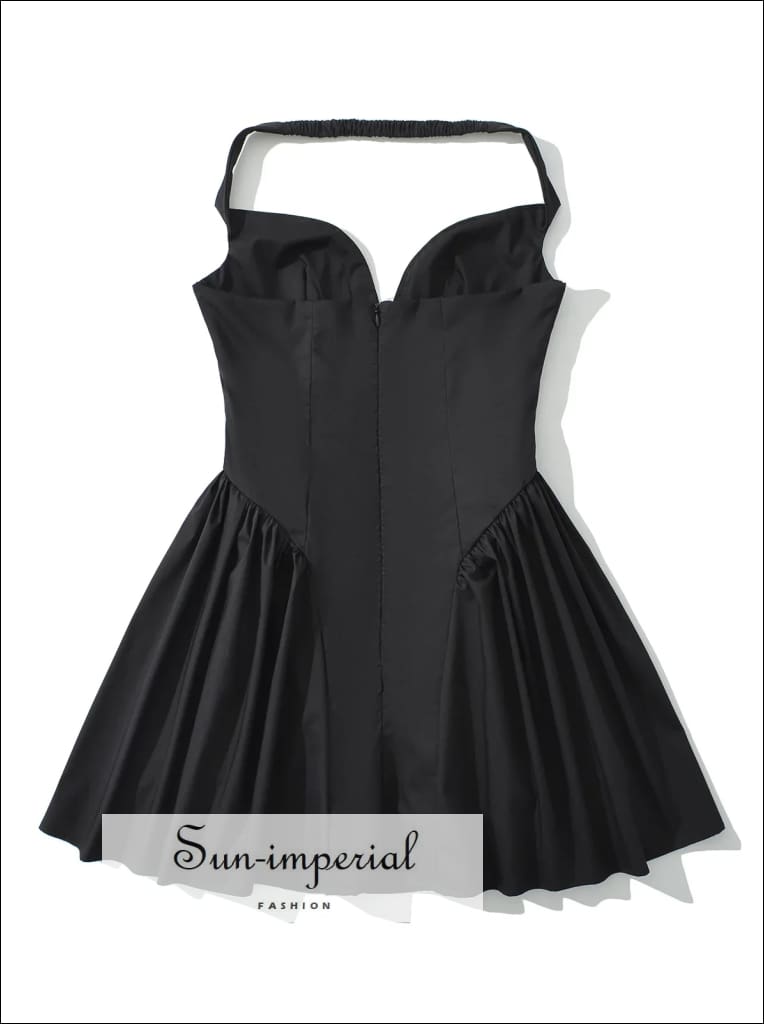 sluty black dress Black Gold Chain Straps Drawstring Cut Out Mini Dress main image 0