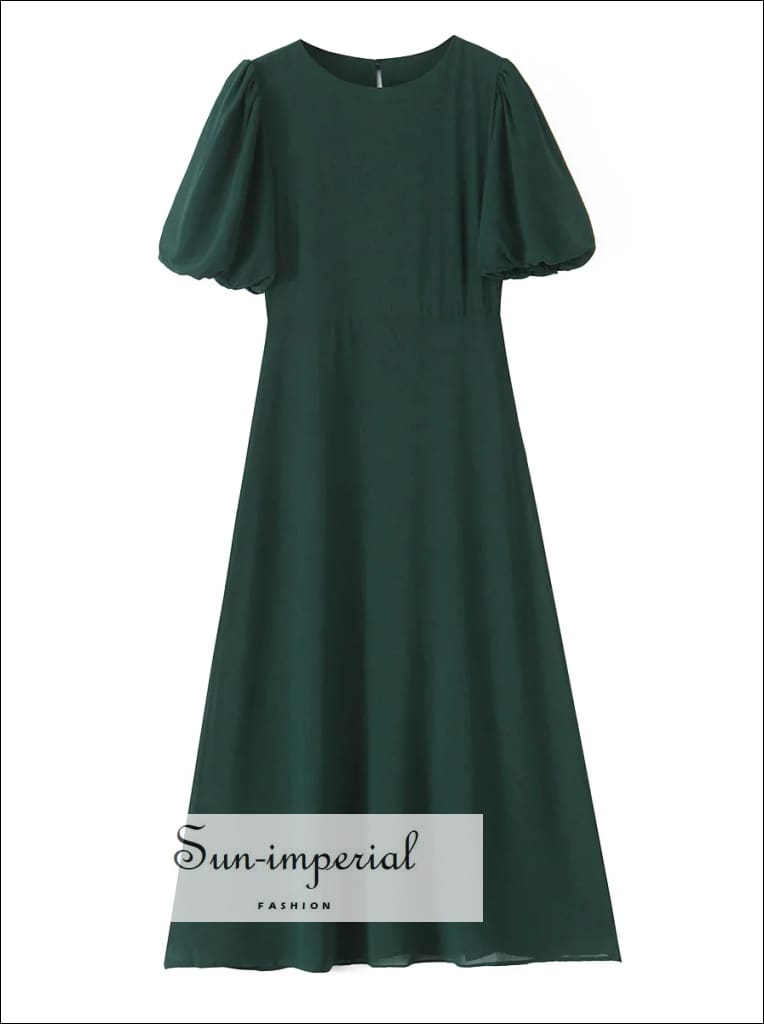dark green midi dress with sleeves Sun-imperial