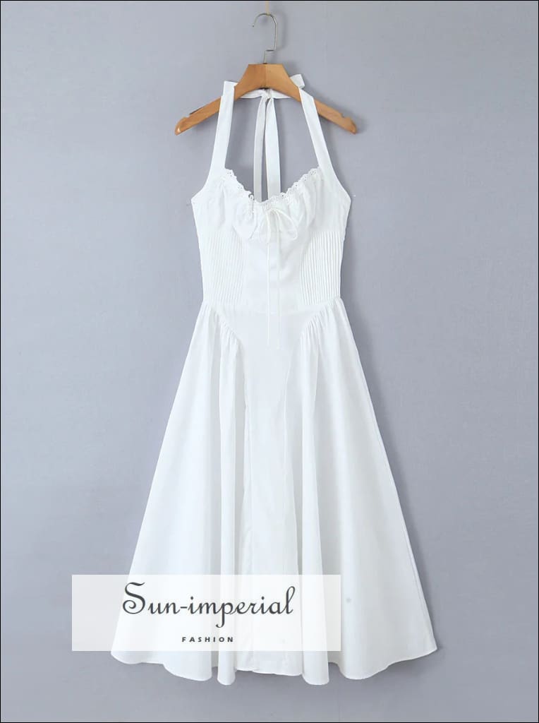 Sun-imperial - womens pink halter a-line midi dress White / S Sun-imperial - womens pink halter a-line midi dress White / S