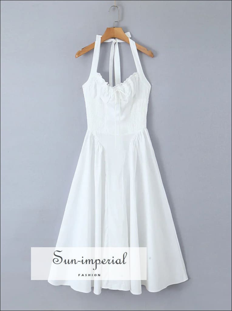 Sun-imperial - women's white halter a-line midi dress Sun-Imperial Sun-imperial - women's white halter a-line midi dress Sun-Imperial