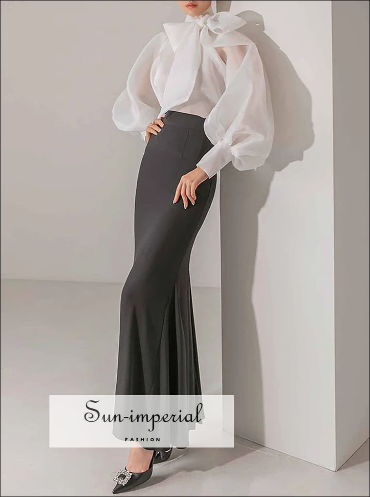 Sun-imperial - women's white sheer chiffon long lantern