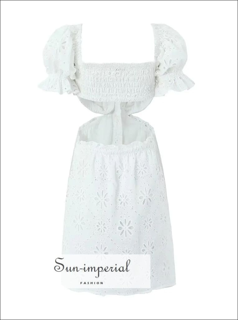 white christmas dresses Haddie Broderie Anglaise Halterneck Mini Dress in White main image 0