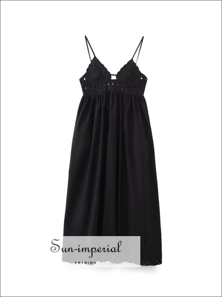 Sun-imperial - women's black cami strap backless midi dress Sun-Imperial Sun-imperial - women's black cami strap backless midi dress Sun-Imperial