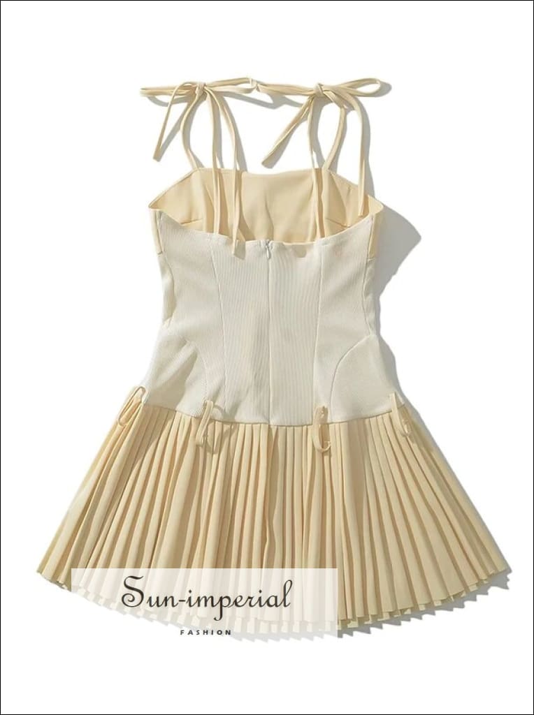Sun-Imperial - Womens Cami Tie Strap Pleated Mini Dress Black / L