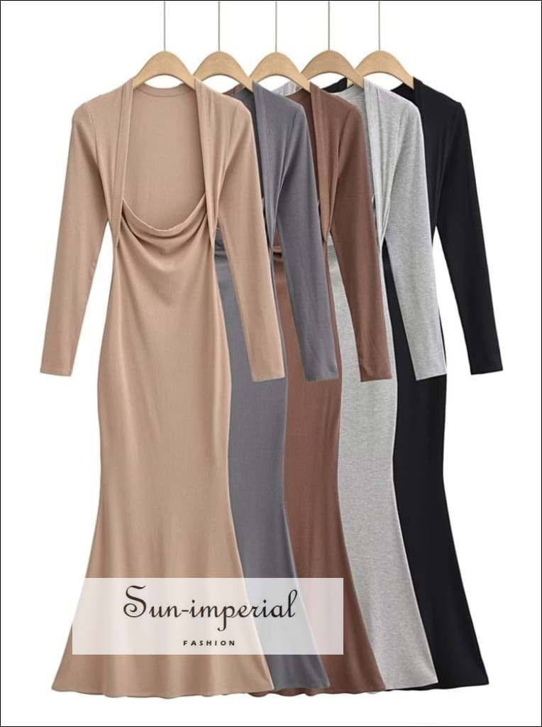 EXLURA Womens 2024 Casual Long Puff Sleeve Dress A-Line