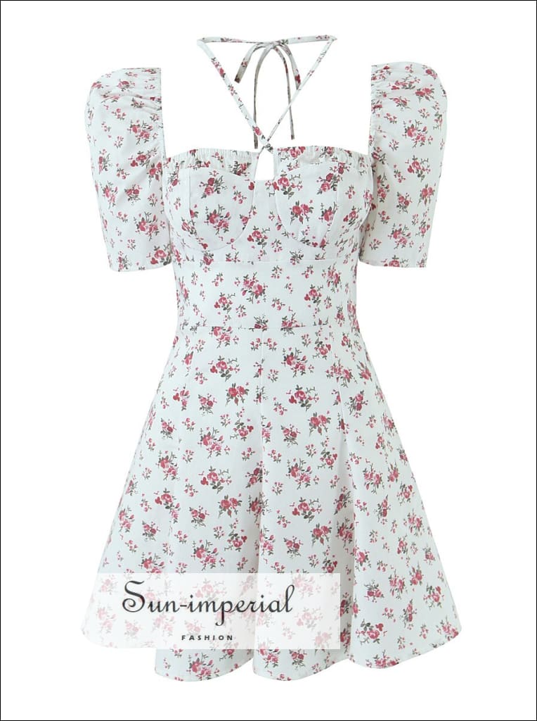 puff sleeve floral corset mini dress Sun-imperial