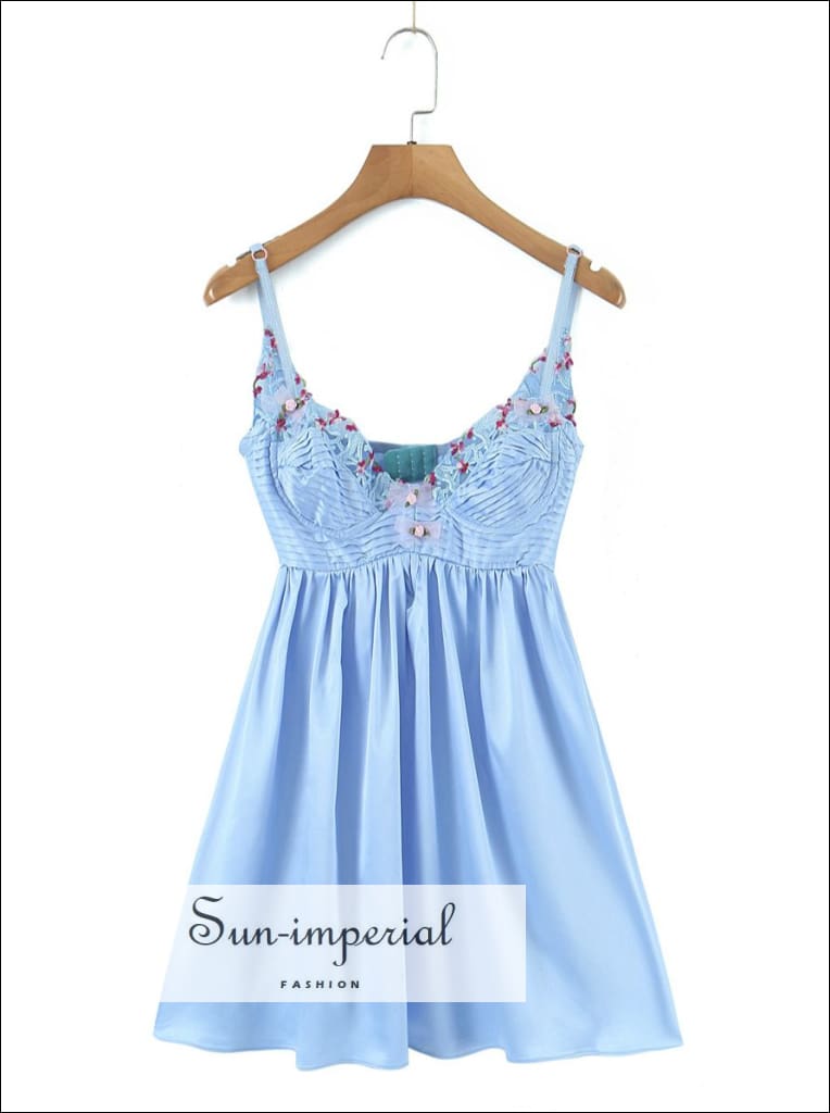 Sun-imperial - women Light Blue satin bustier cami strap a-line cut out backless mini dress Light Blue / S Sun-imperial - women Light Blue satin bustier cami strap a-line cut out backless mini dress Light Blue / S
