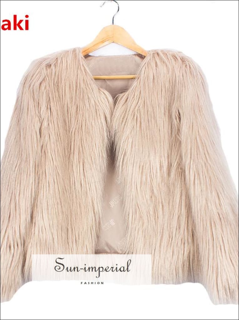 Womens Winter Fashion 3/4 Sleeve Faux Mink Fur Coat Warm Fur Furry Short  Coat_