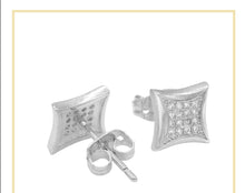 Square 5 Cubic Zirconia Earrings 14K Gold Filled Silver Hip Hop Studs Ear Piercing Jewelry Women Men