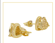 Heart 1 Cubic Zirconia Earrings 14K Gold Filled Silver Hip Hop Studs Ear Piercing Jewelry Women