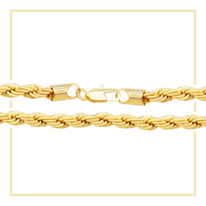 Rope Chain 14K Gold Filled Bracelet 8.5" Set Lobster Claw Clasp Jewelry Gift for Men 5 mm 6 mm