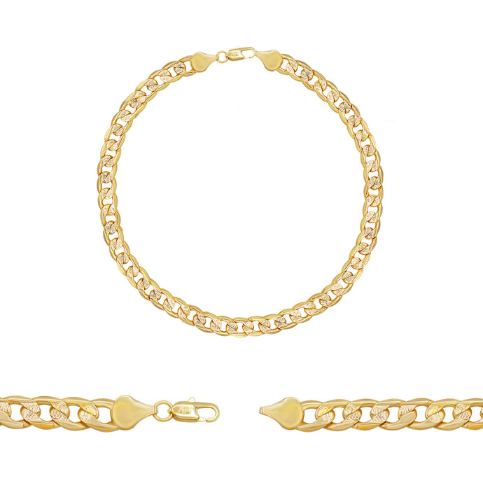 Diamond Cut Cuban Link Chain 14K Gold Filled Bracelet 8.5