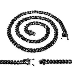 Cuban Link Chain Black Plated Curb Necklace 30" Stainless Steel Jewelry For Men