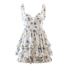 Women White Tie Cami Strap Spliced Neck Corset Style Layered Mini Dress With Ruffle Hem