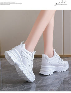 Women Sneakers Platform Sneakers Chunky Causal Shoes Leather Sports Shoes