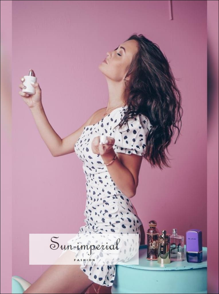 Sun-imperial - asymmetrical black white polka dot dress one