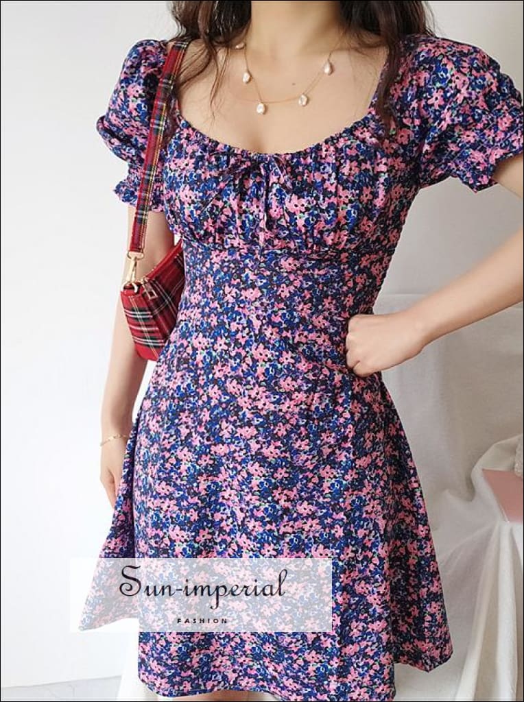 navy blue dress for baby girl Beige Floral Mini Dress - A-Line Dress - Floral Embroidered Dress