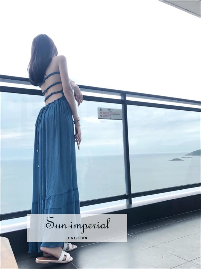 blue dress for baby girl Bohemian Dress - Backless Ruffles main image 0