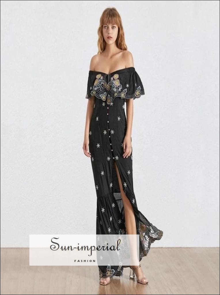 slim fit dress slacks Sun-Imperial - Butterfly Dress in Maxi