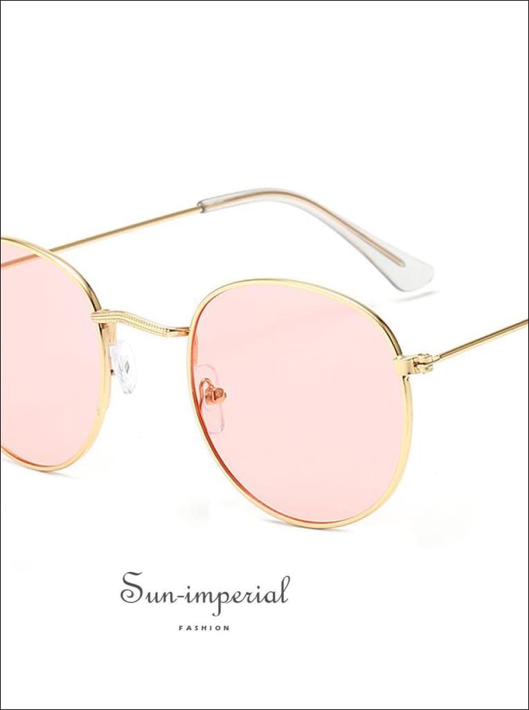 Men's Round Rose Gold Sunglasses With Mirror Lenses