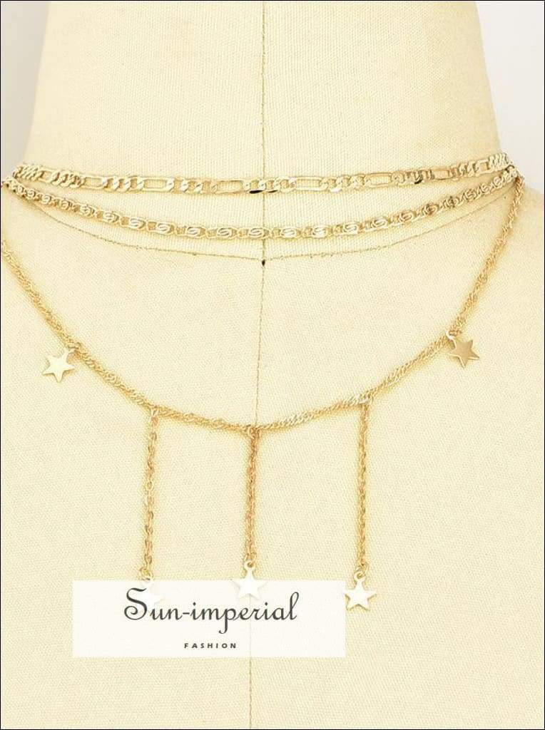 Sun-imperial dainty gold chain tiny star choker necklace for