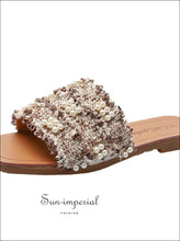 Faux Pearl Decor Tweed Flat Slippers SUN-IMPERIAL United States