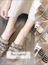 Faux Pearl Decor Tweed Flat Slippers SUN-IMPERIAL United States