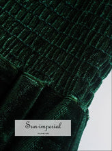 Green Velvet Square Collar Long Sleeve Mini Dress bohemian style, boho elegant Dress, Preppy Style Clothes SUN-IMPERIAL United States