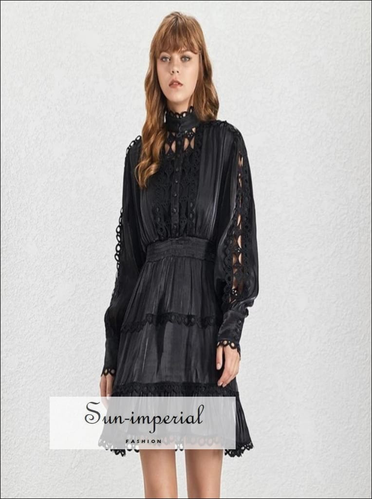 black lace dress long sleeve vintage Sun-imperial